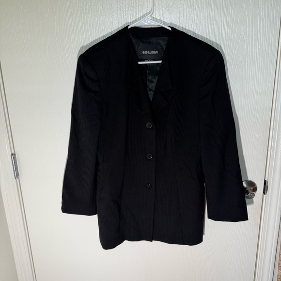Giorgio Armani Pure New Wool Black Blazer 3 Button Sport Coat Career Business 38